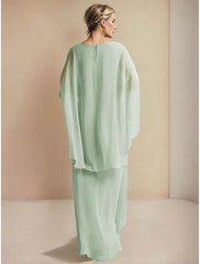 A-Line Mother of the Bride Dress Sage Wedding Guest Elegant Simple Wrap Included V Neck Floor Length Chiffon 3/4 Length Sleeve with Pleats Ruched Ruffles