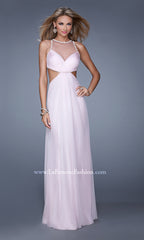 High-Neck Long La Femme Prom Dress with Cut Outs