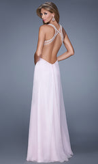 High-Neck Long La Femme Prom Dress with Cut Outs