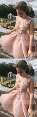 Elegant Homecoming Dresses,Pink Prom Dresses,Flower Prom Dress,Cute Party Dresses,Semi Formal Dresses