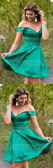 Off-the-Shoulder Short Beaded Prom Homecoming Party Dresses