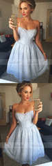 A-Line Strapless Above-Knee Lace Homecoming Dress