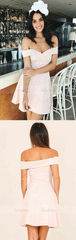 Sexy Mini Prom Dress, Short Prom Gowns, Above Knee Off Shoulder Cocktail Dress