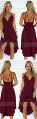 Sexy Straps Burgundy Short Prom Dress Homecoming Dress