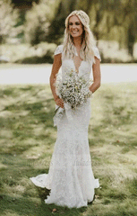 Deep V Neck Lace Wedding Dresses