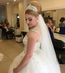 pearl and crystal beaded ivory wedding dresses ball gowns