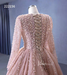 Pearl Beaded Long Sleeve Ball Gowns Pageant Dresses 222156