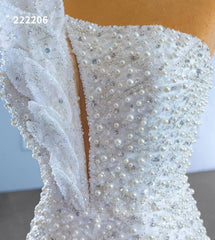 Pearl Beaded Mermaid Wedding Dresses One Shoulder 222206