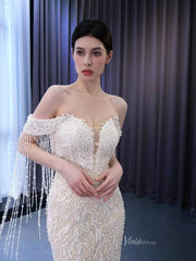 Pearl Mermaid Wedding Dresses Off the Shoulder Bridal Dress 222173