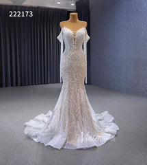 Pearl Mermaid Wedding Dresses Off the Shoulder Bridal Dress 222173