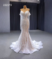 Pearl Mermaid Wedding Dresses Off the Shoulder Bridal Dress 222173