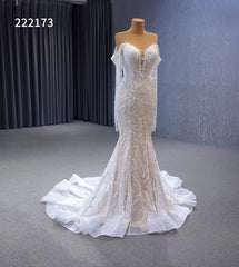 Pearl Mermaid Wedding Dresses Off the Shoulder Bridal Dress 222173