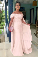 Off-The-Shoulder Mermaid Chiffon Wedding Guest Dresses Long with Appliques
