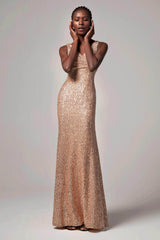 Sheath-Column Floor Length Sequined Dress CB0404
