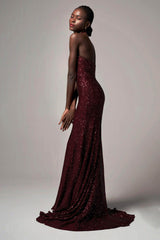 Trumpet-Mermaid Sweep-Brush Train Sequined Dress CB0398