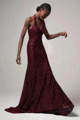 Trumpet-Mermaid Sweep-Brush Train Sequined Dress CB0398
