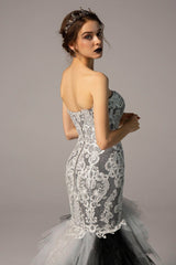 Trumpet-Mermaid Court Train Lace Tulle Wedding Dress CW2137