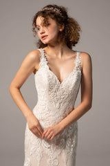 Trumpet-Mermaid Cathedral Train Tulle Wedding Dress CW2375
