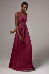 A-Line Floor Length Chiffon Bridesmaid Dress Formal Dresses CB0411