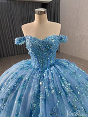 Pink Beaded Floral Wedding Dresses Sparkly Off the Shoulder Quinceanera Dress 241028