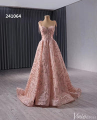 Pink Beaded Lace Wedding Gown Spaghetti Strap Quinceanera Dress 241064