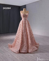 Pink Beaded Lace Wedding Gown Spaghetti Strap Quinceanera Dress 241064