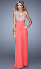 Long La Femme Prom Dress with Cut-Out Sides