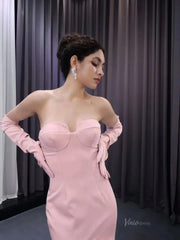 Pink Lilac Flower Mermaid Prom Dresses High Low,Removable Long Sleeves 241099