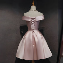 Cute Pink Short Homecoming Dresses A-line Satin Mini Prom Dress