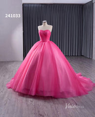 Pink Strapless Ruffled Wedding Dresses Removable Overskirt Quinceanera Dress 241033