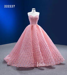 Pink Sweet 16 Dresses Braided Tulle Ball Gown Quince Dress 222227