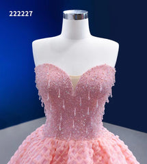 Pink Sweet 16 Dresses Braided Tulle Ball Gown Quince Dress 222227