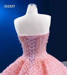 Pink Sweet 16 Dresses Braided Tulle Ball Gown Quince Dress 222227