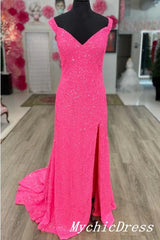 Cheap Pink 2024 Prom Dresses Plue Size Long Off the Shoulder Mermaid Evening Dress