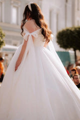 Plue Size Ivory Wedding Dress Off-the-Shoulder Tulle Ball Gown
