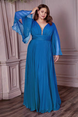 Cinderella Divine CD242C Plus Size Long Formal A Line Prom Dress