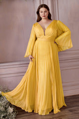 Cinderella Divine CD242C Plus Size Long Formal A Line Prom Dress