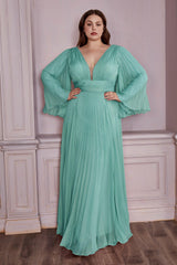 Cinderella Divine CD242C Plus Size Long Formal A Line Prom Dress