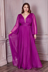 Cinderella Divine CD242C Plus Size Long Formal A Line Prom Dress
