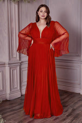 Cinderella Divine CD242C Plus Size Long Formal A Line Prom Dress