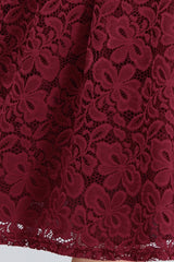 Plus Size Off-the-Shoulder Burgundy Short Bridesmaid Dress Lace