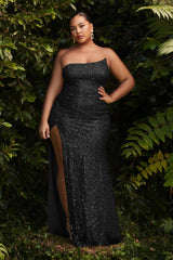 Cinderella Divine CH165C Plus Size Strapless Sexy Long Prom Dress