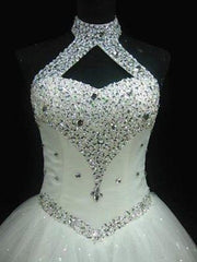 Wholesale Ball Gown Halter Sleeveless Floor-Length Beading Sequin Tulle Wedding Dresses
