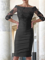 Elegant and noble satin sticker spoon 3/4 sleeve knee length Mother of the Bride Dresses