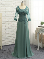 Noble A-shaped Princess Chiffon Sticker Spoon 3/4 Sleeve Mother of the Bride Dresses