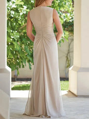 Noble Chiffon V-neck Sleeveless and Floor length Mother of the Bride Dresses