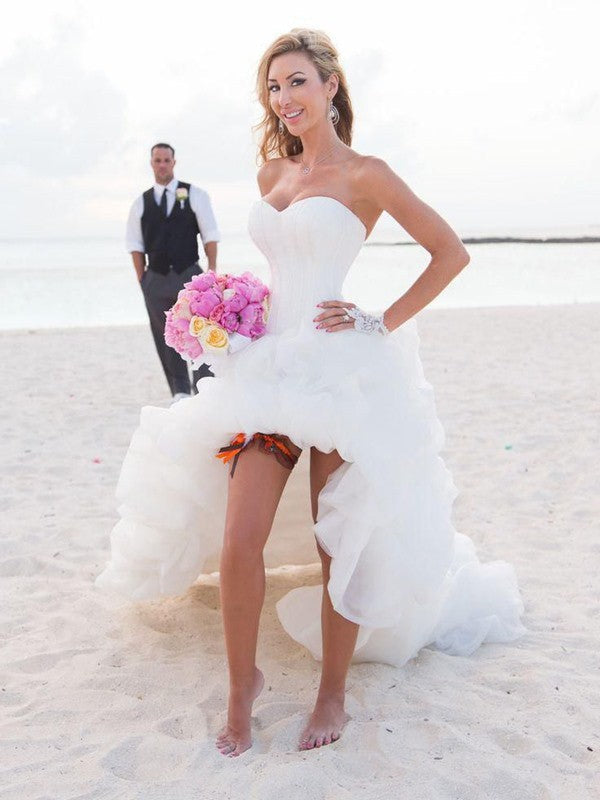 Wholesale A-Line/Princess Sweetheart Asymmetrical Sleeveless Organza Wedding Dresses
