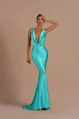 Elegant Champagne Mermaid Prom Dress Long Slimming with Ruffles