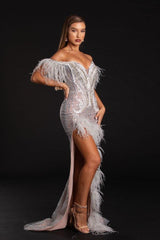 Portia And Scarlett 21127 Long Feathered Prom Dress