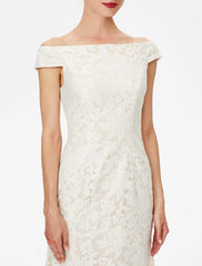 Aimishang Sheath / Column Mother of the Bride Dress Elegant Off Shoulder Floor Length Lace Short Sleeve No with Lace